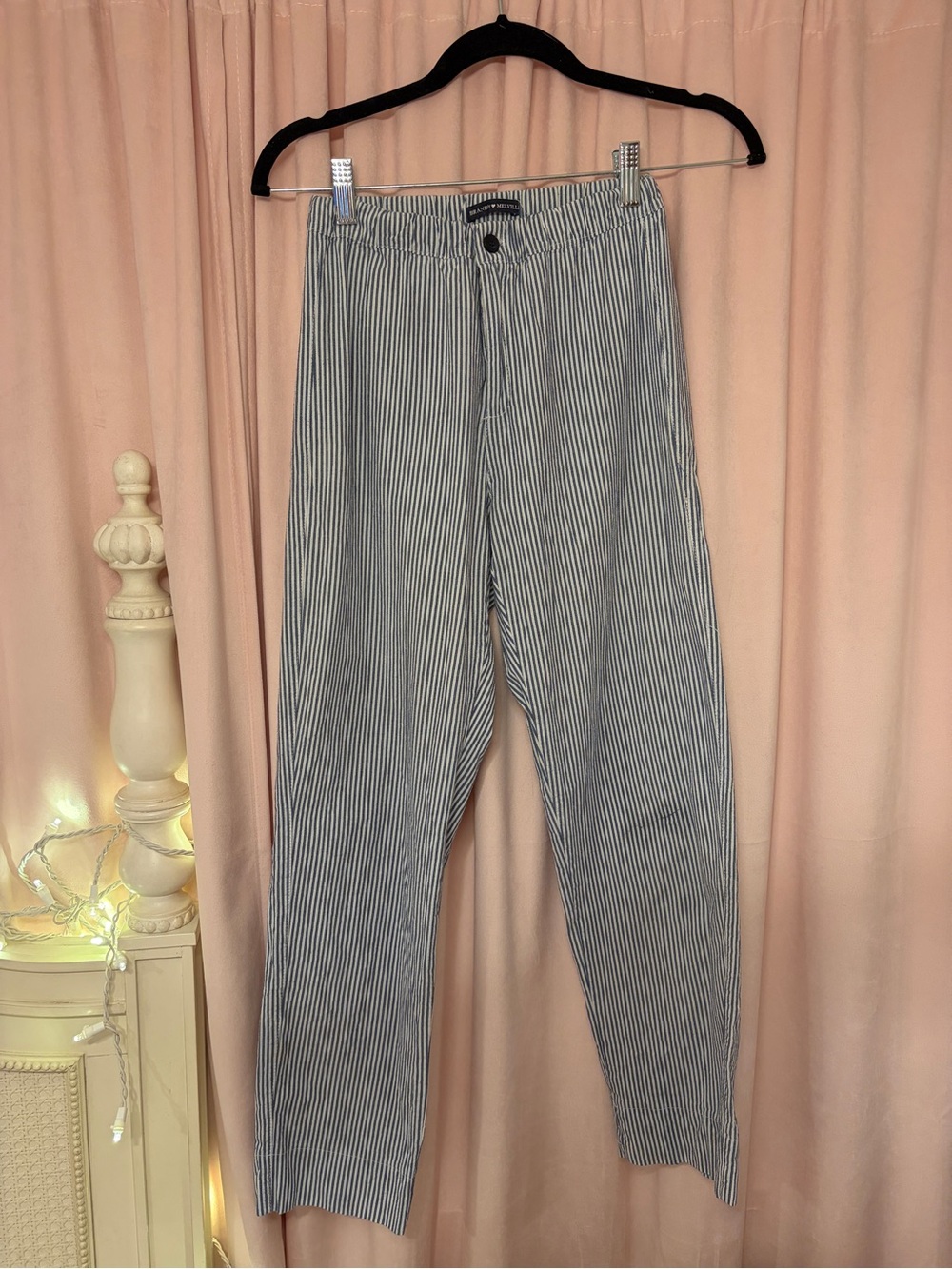 Striped High-Rise Soft Pants - Blue & White